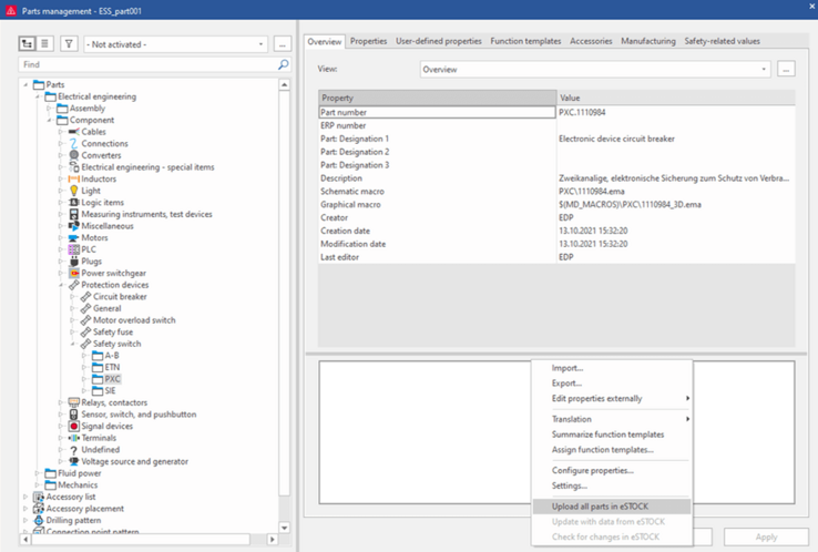 EPLAN eSTOCK: device data can easily be uploaded to the EPLAN Cloud EPLAN eSTOCK: device data can easily be uploaded to the EPLAN Cloud